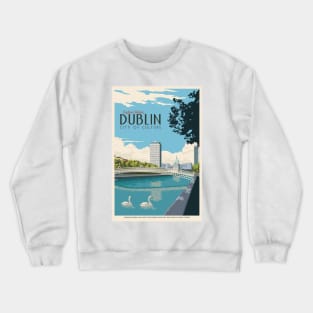 Vintage Travel Art Ireland Dublin City Of Culture Crewneck Sweatshirt